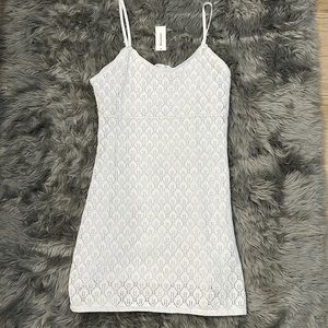 White Crochet Knit Mini Dress